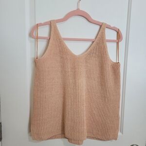 Banana Republic Recycled Linen Ribbed Sweater Tank Peach S